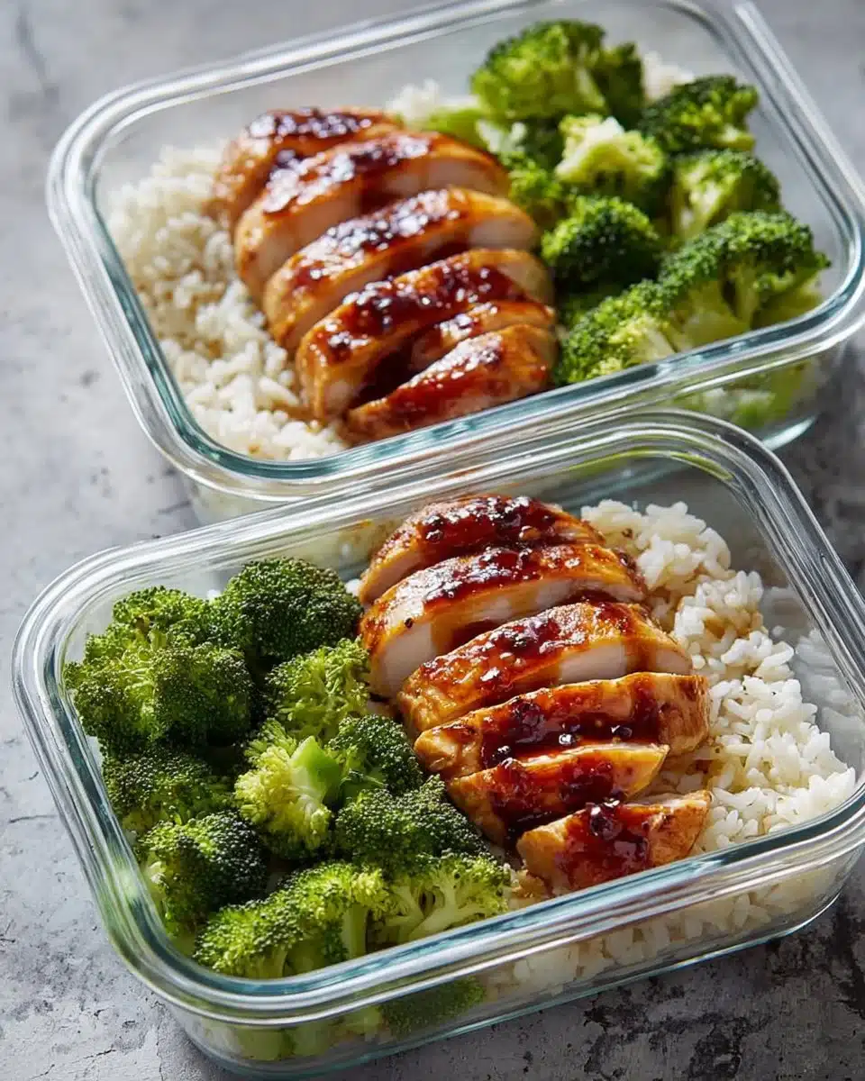 Delicious meal prep teriyaki chicken bowls with vegetables and rice