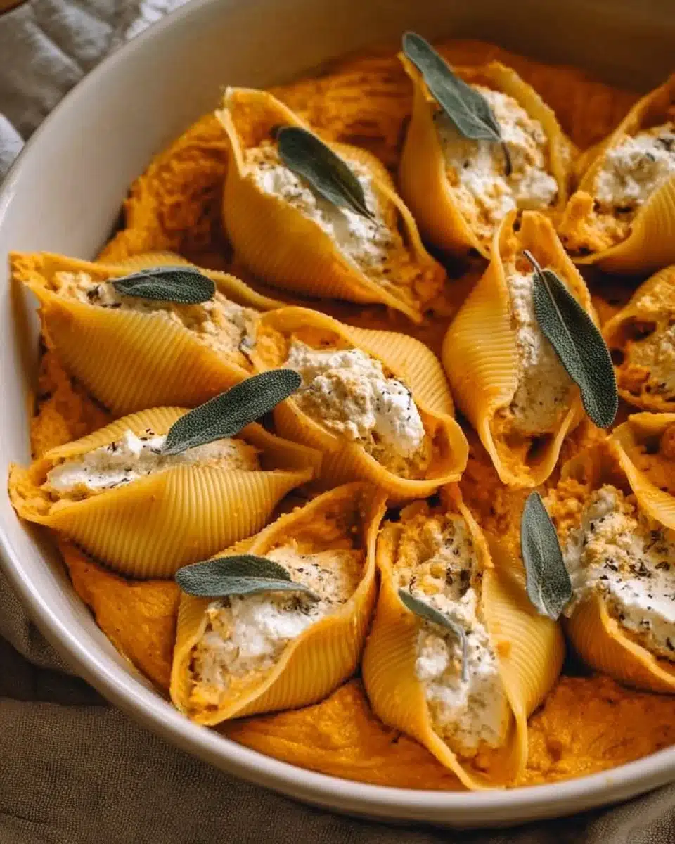 Festive Christmas stuffed pasta served with a creamy sauce