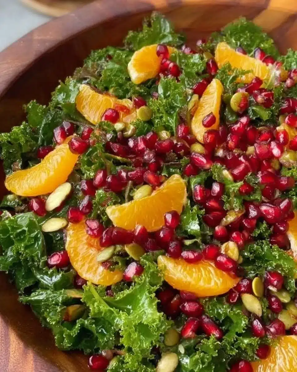 Citrus Pomegranate Kale Salad with Honey-Lemon Vinaigrette