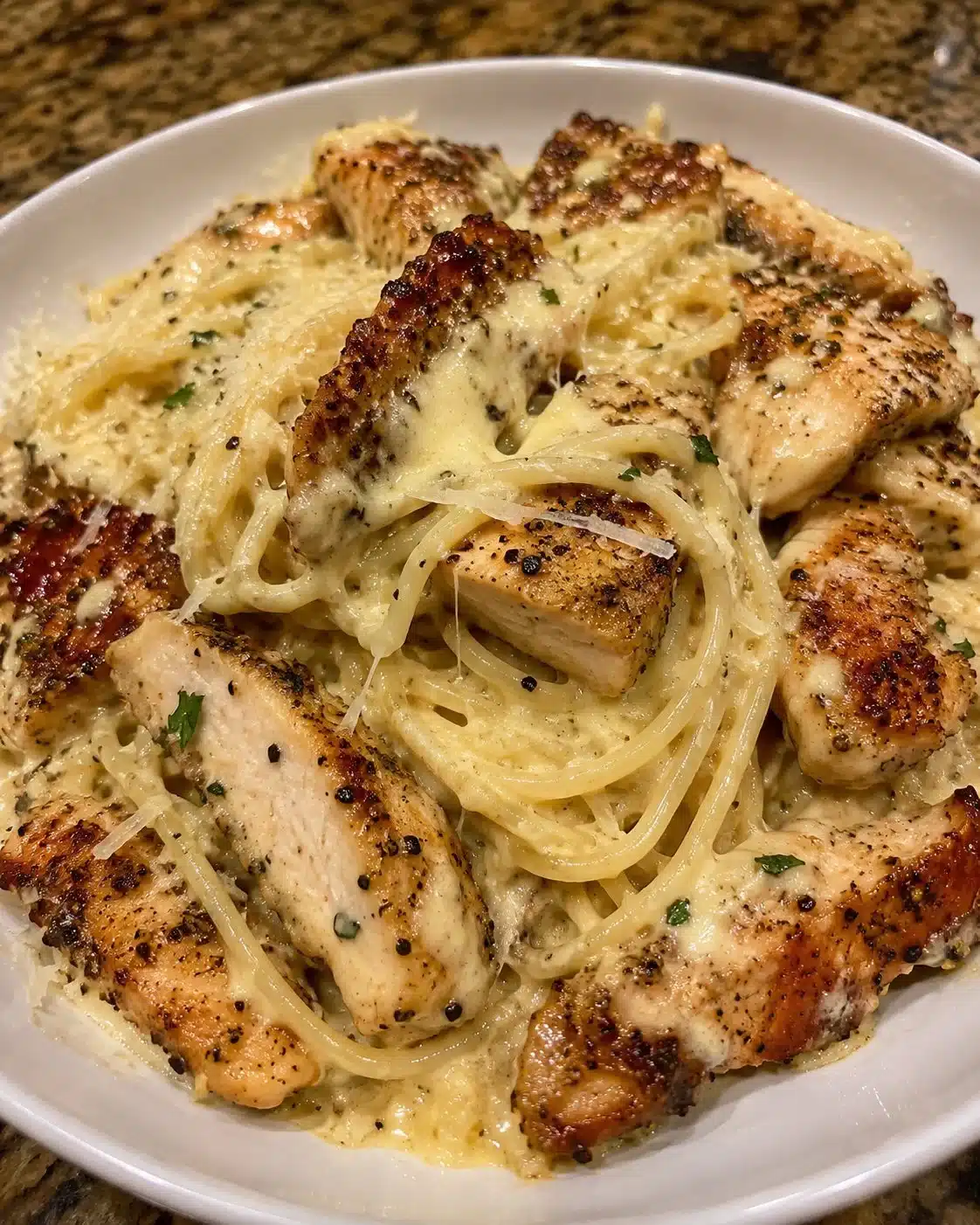Garlic Butter Parmesan Chicken with Mozzarella Cream Spaghetti 2 Garlic Butter Parmesan Chicken with Mozzarella Cream Spaghetti