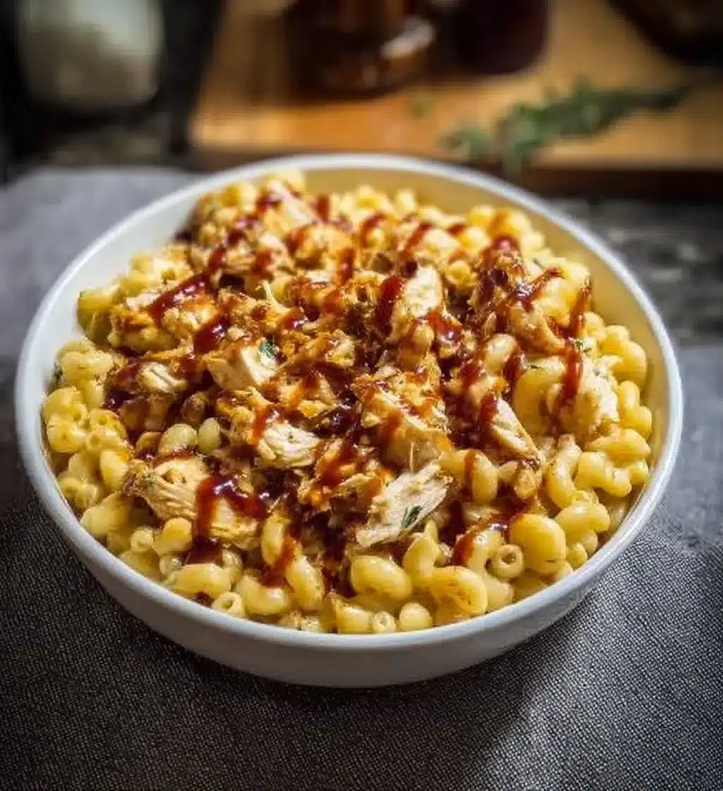 High Protein Honey BBQ Chicken Mac and Cheese