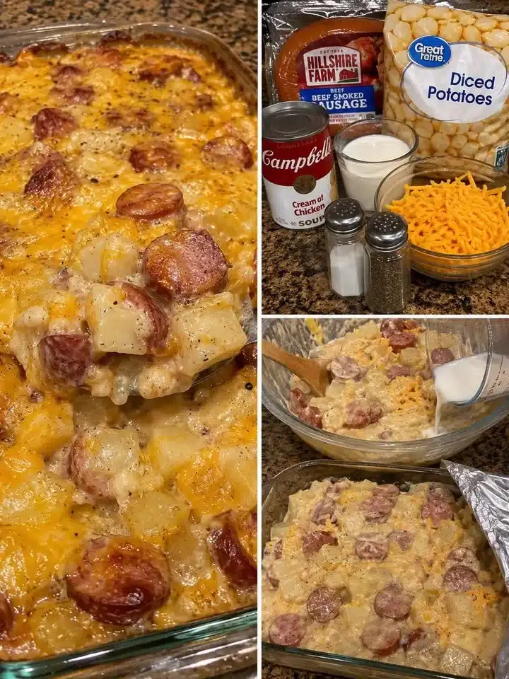 Creamy Loaded Sausage Potato Bake