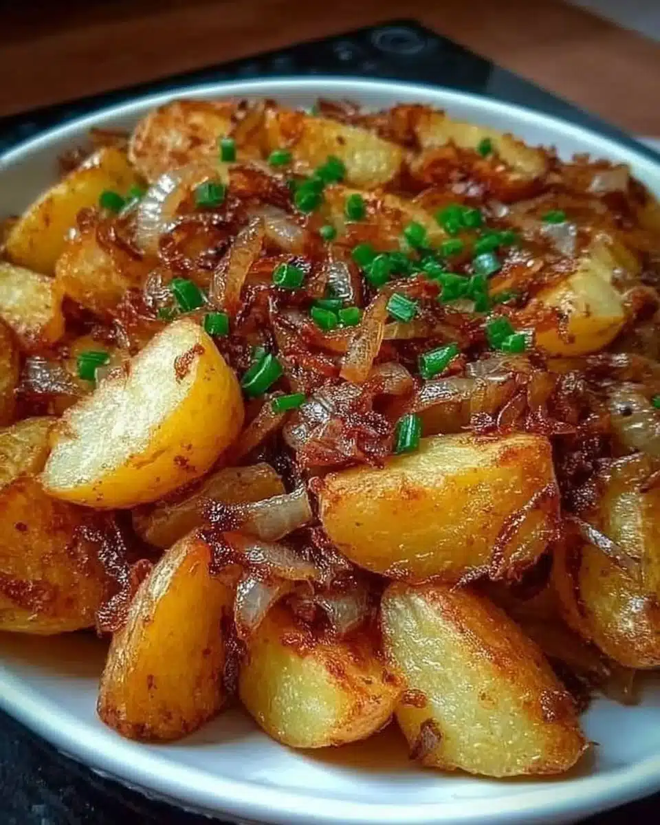 Golden Pan-Fried Potatoes & Caramelized Onions 2 Golden Pan-Fried Potatoes & Caramelized Onions