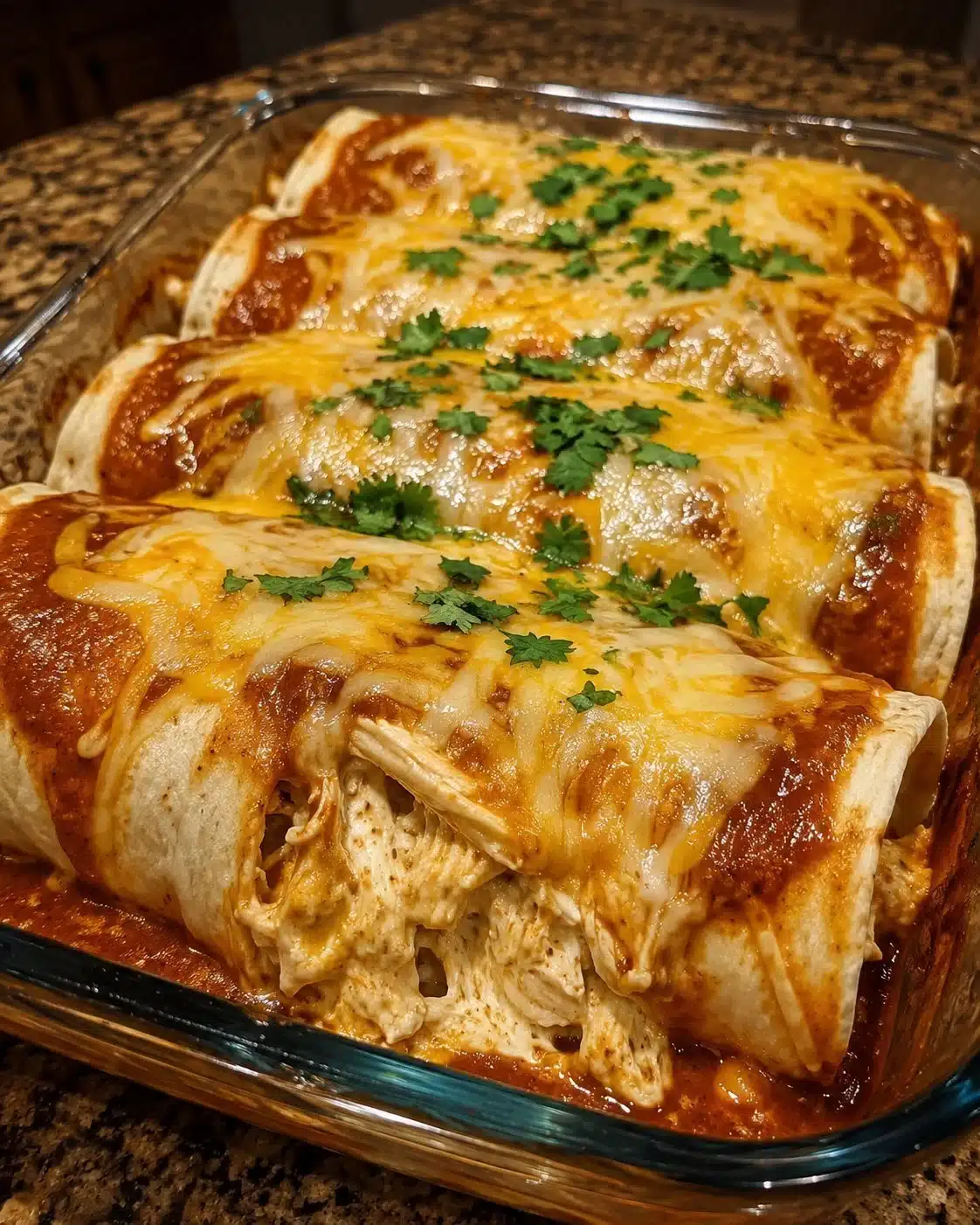 Creamy Chicken Enchilada Burritos