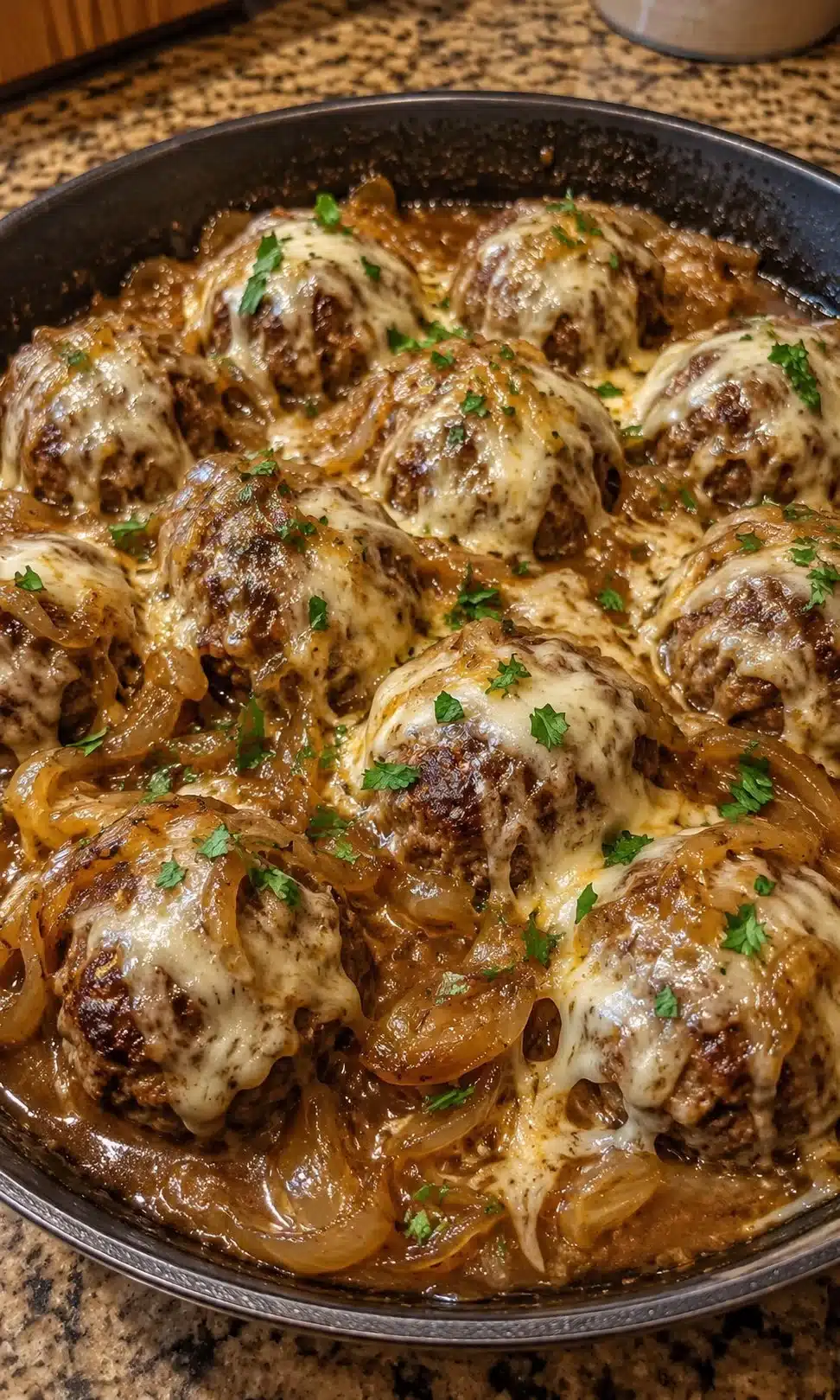 French Onion Smothered Meatballs
