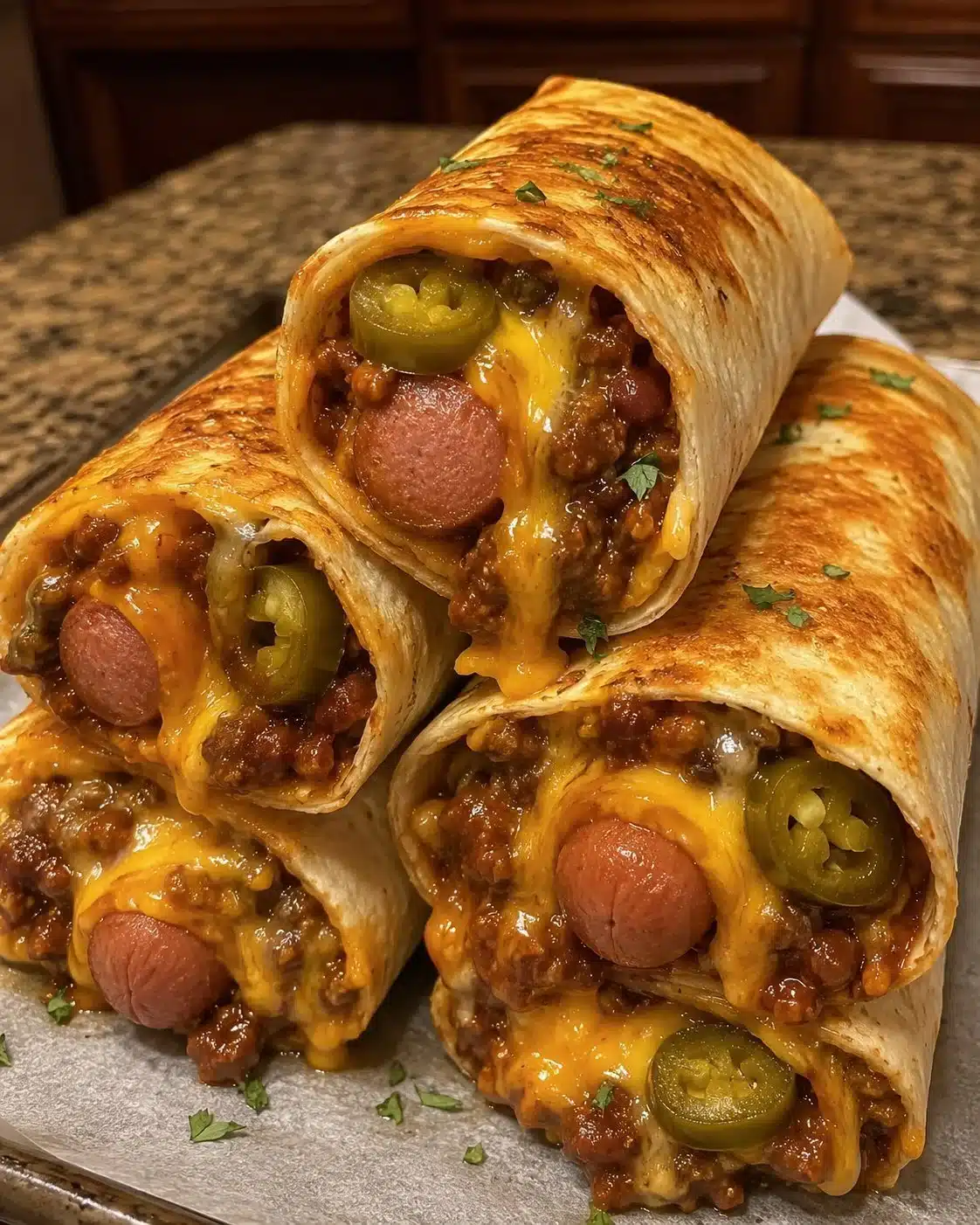 Jalapeño Chili Cheese Hot Dog Wrap Melts