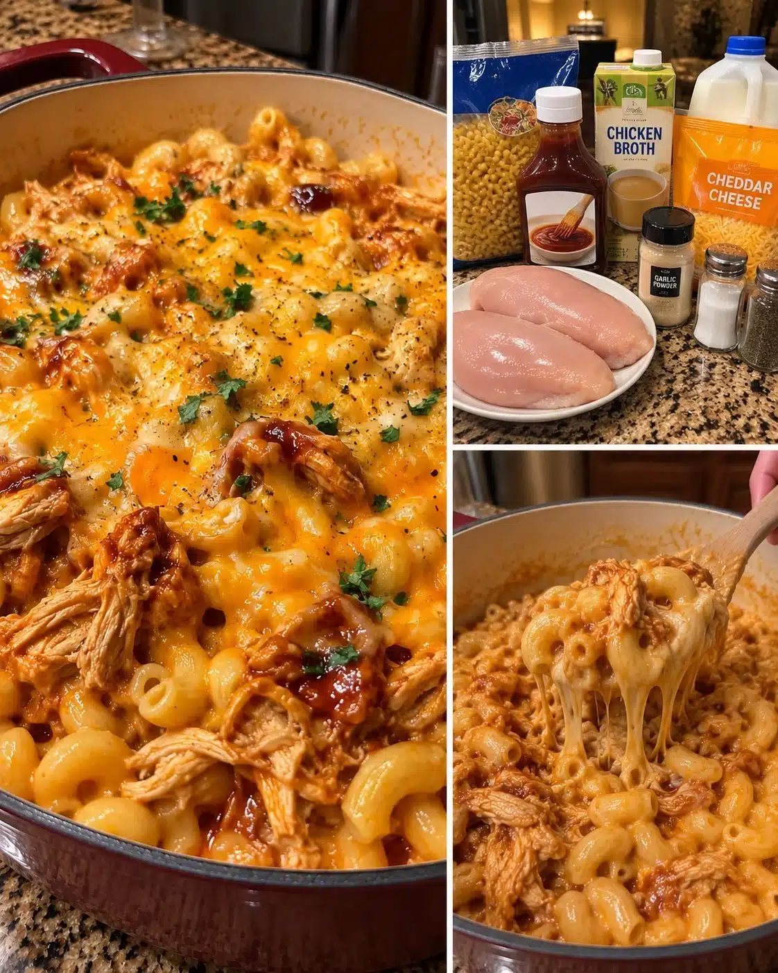 Slow Cooker BBQ Pulled Chicken Mac and Cheese