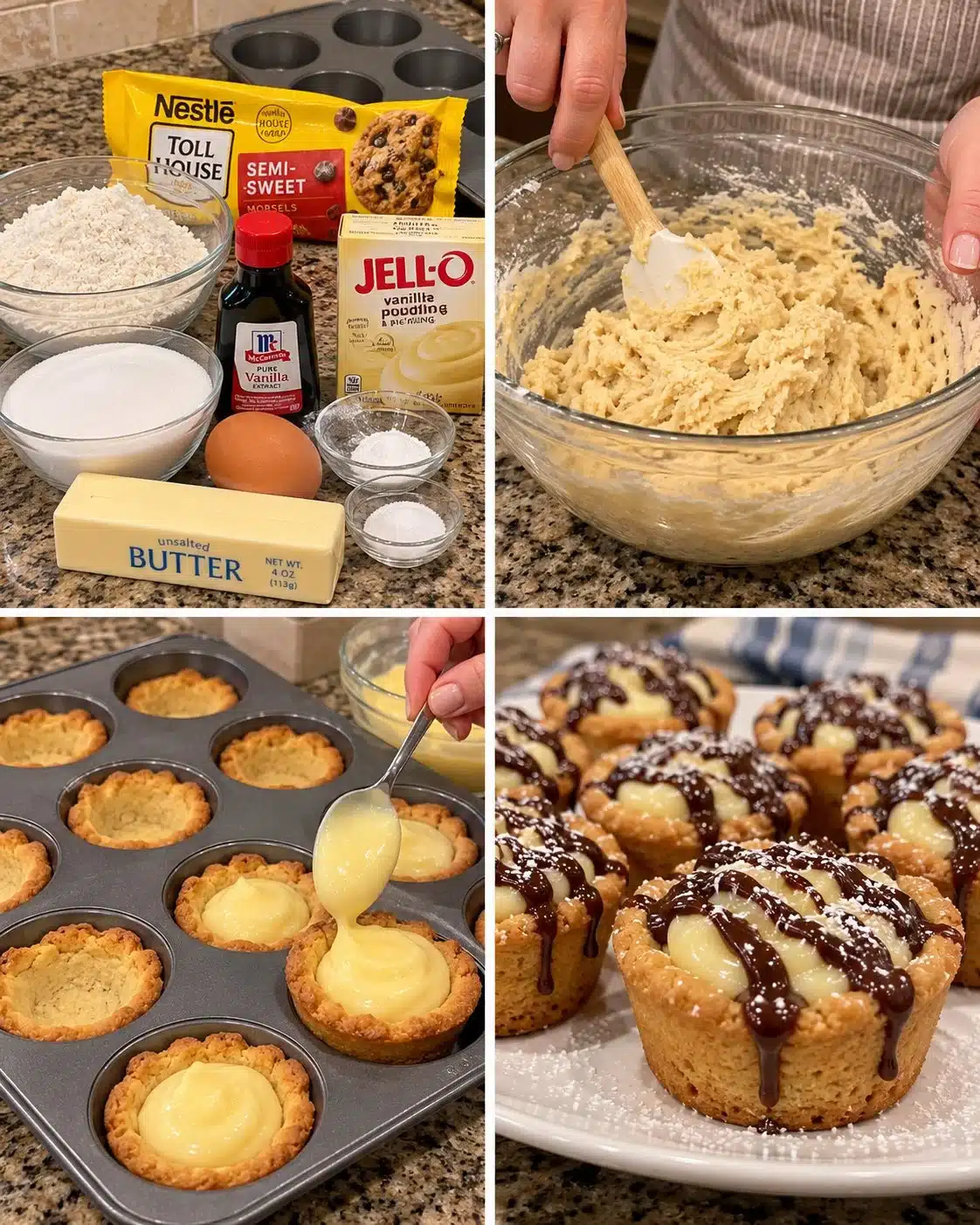 Boston Cream Pie Cookie Cups