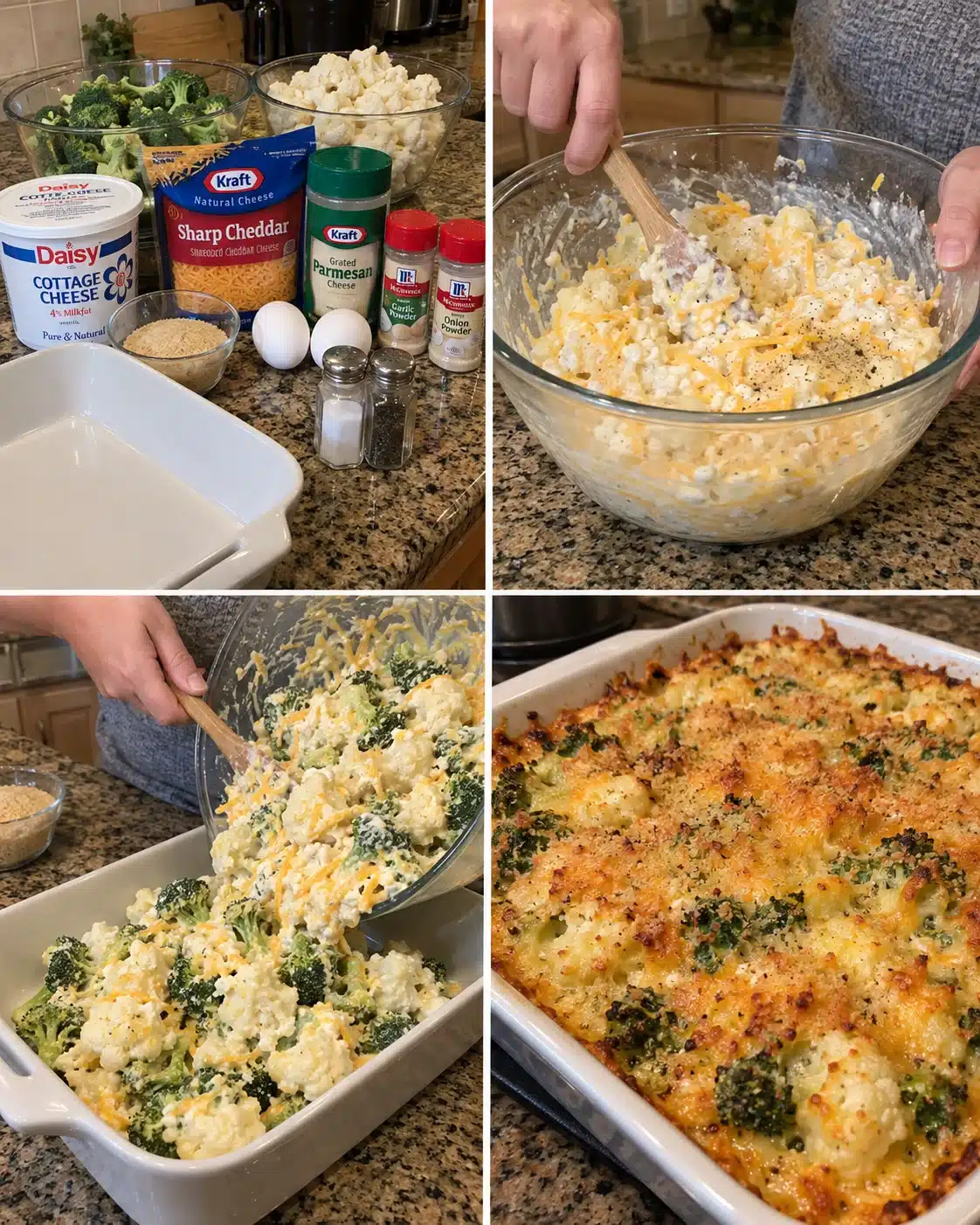Broccoli & Cauliflower Cottage Cheese Bake