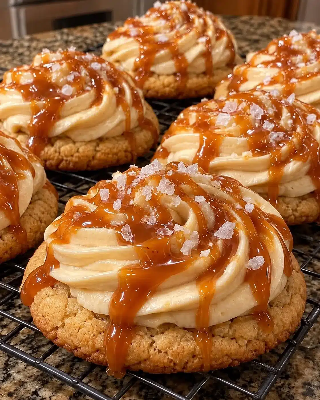 Cheesecake Stuffed Cookies with Salted Caramel Full Recipe in the Comments 👇