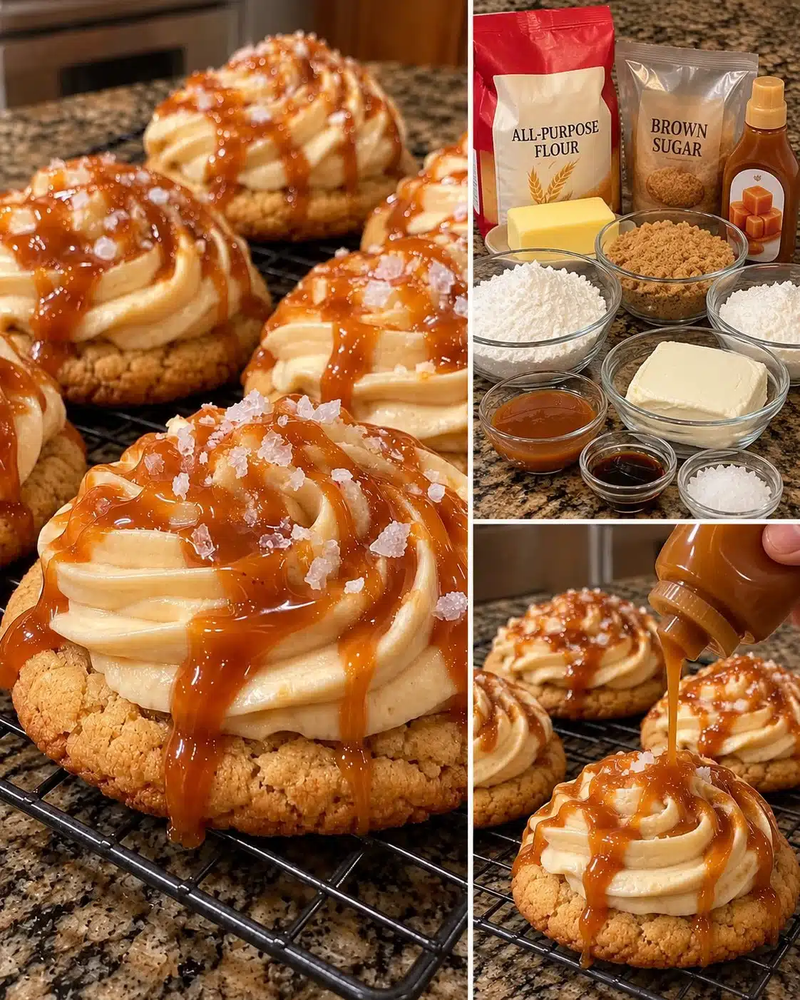 Cheesecake Stuffed Cookies with Salted Caramel Full Recipe in the Comments Below