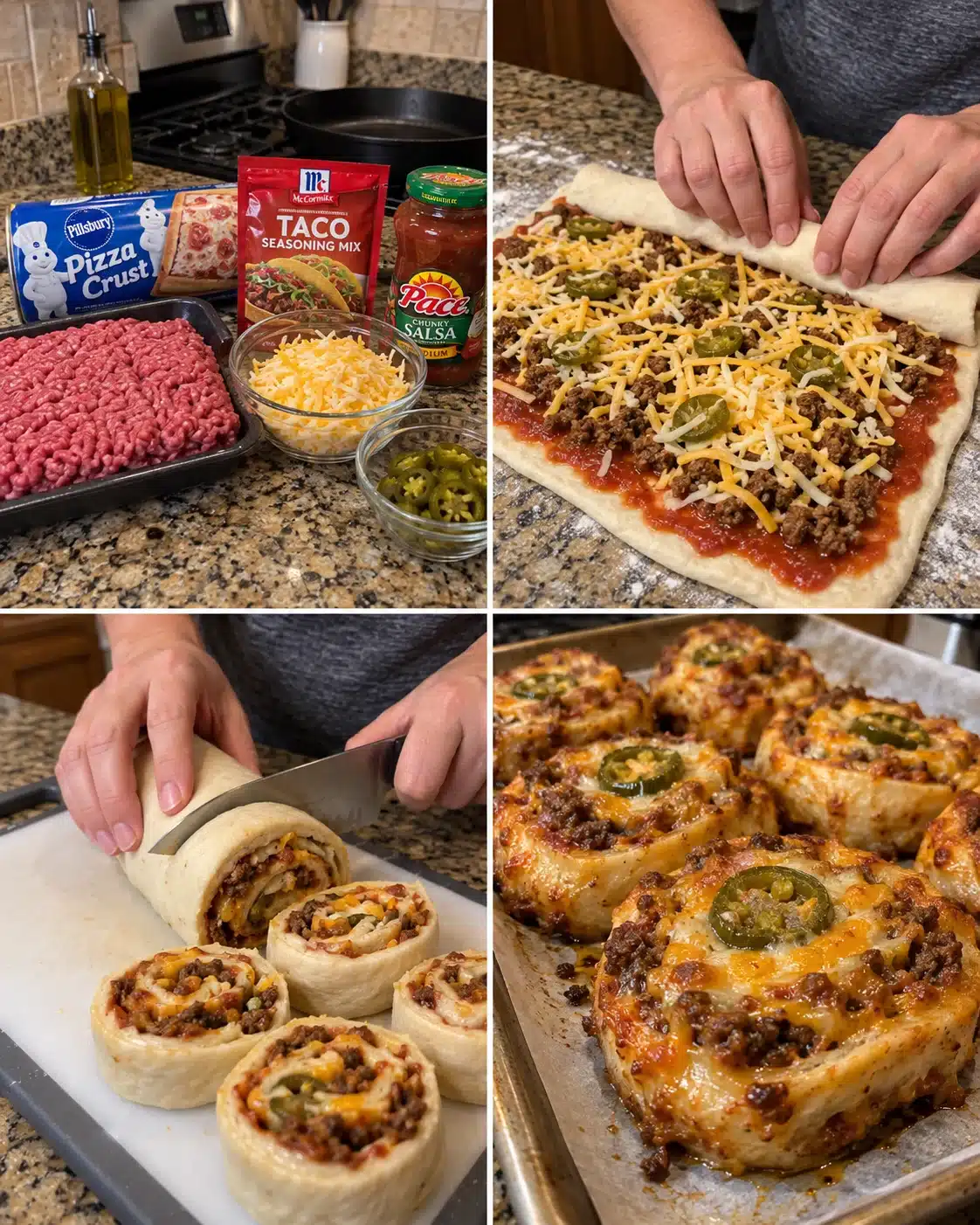 Cheesy Taco Beef Pizza Roll-Ups