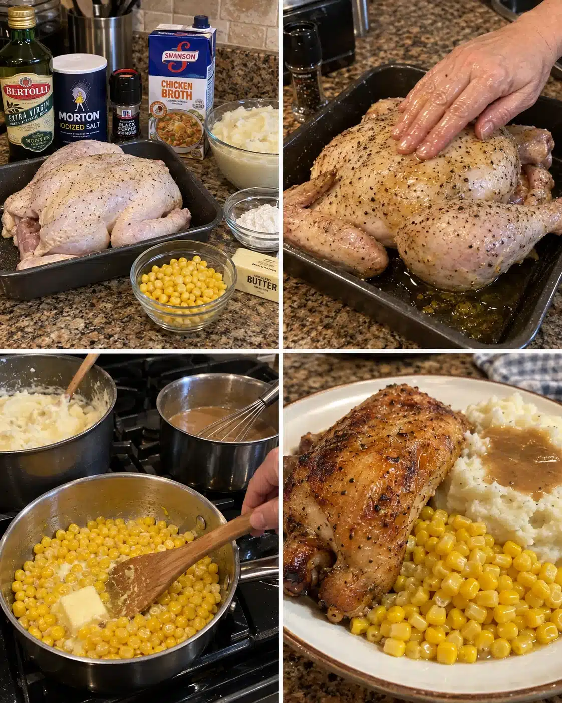 Country-Style Roasted Chicken with Gravy Mashed Potatoes & Buttered Corn
