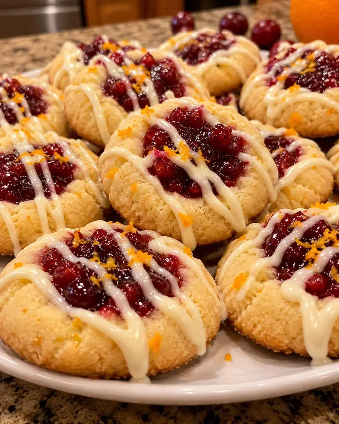 Cranberry Orange White Chocolate Thumbprint Cookies