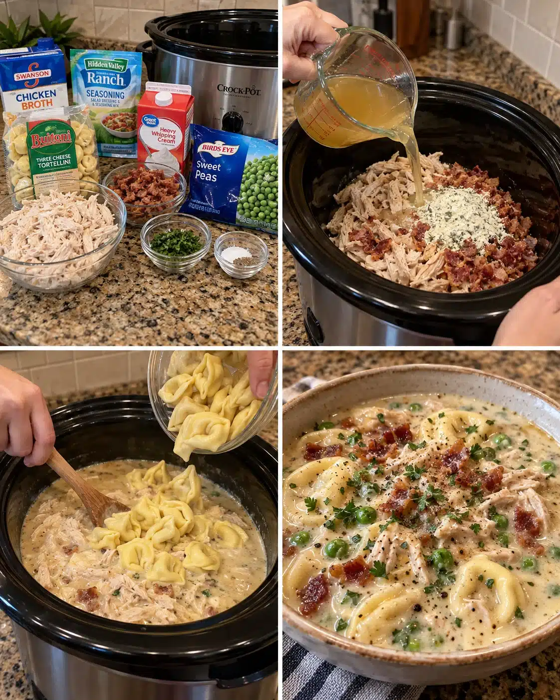 Crockpot Chicken Bacon Ranch Tortellini Soup