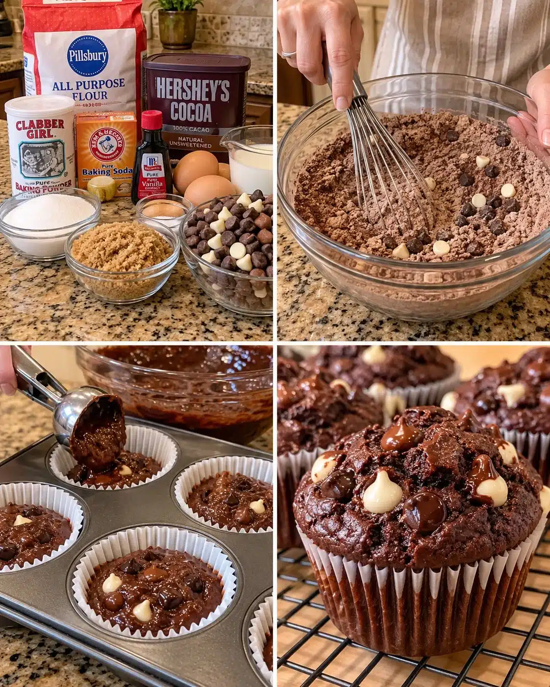 Gooey Triple Chocolate Muffins