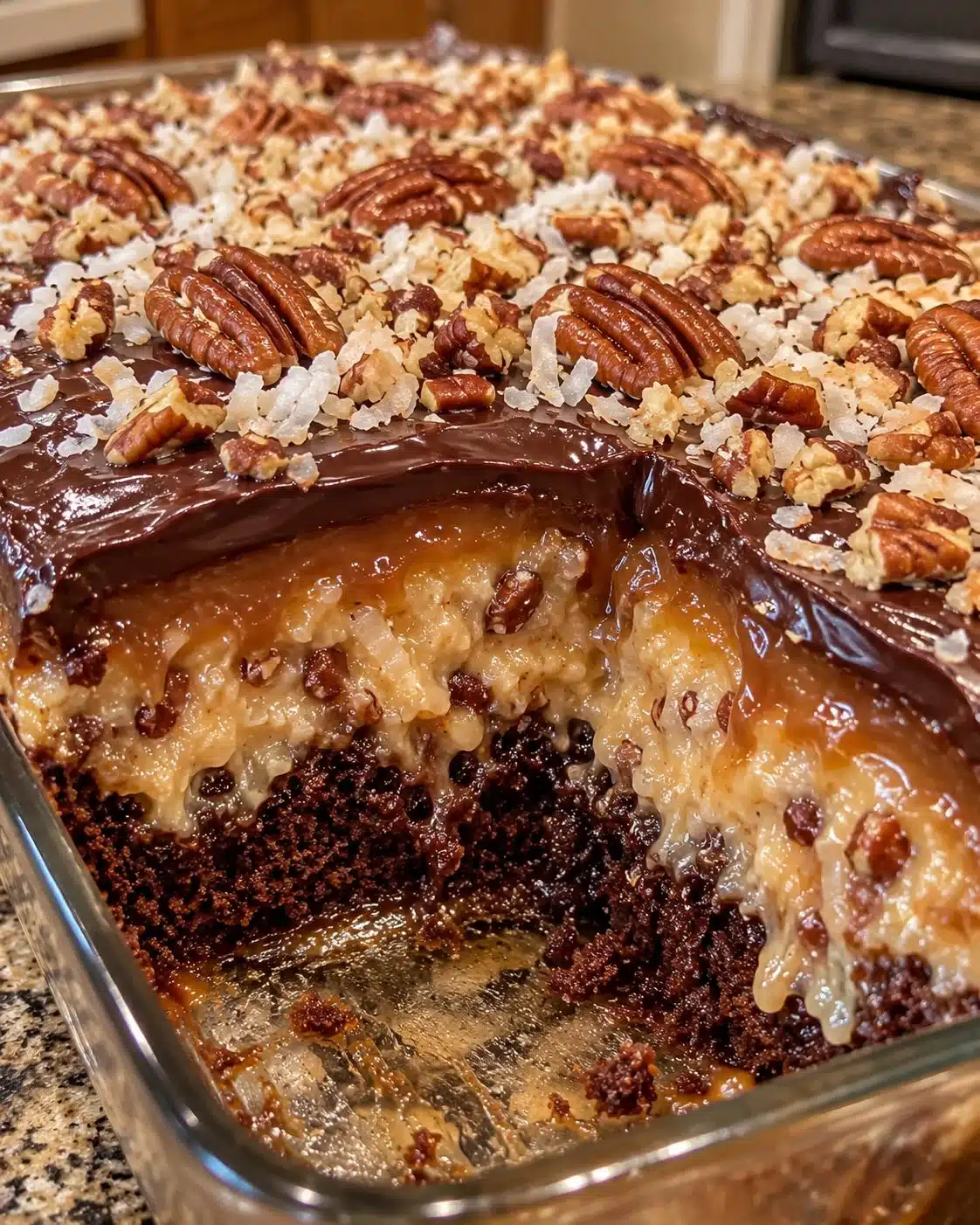 Heavenly German Chocolate Poke Cake