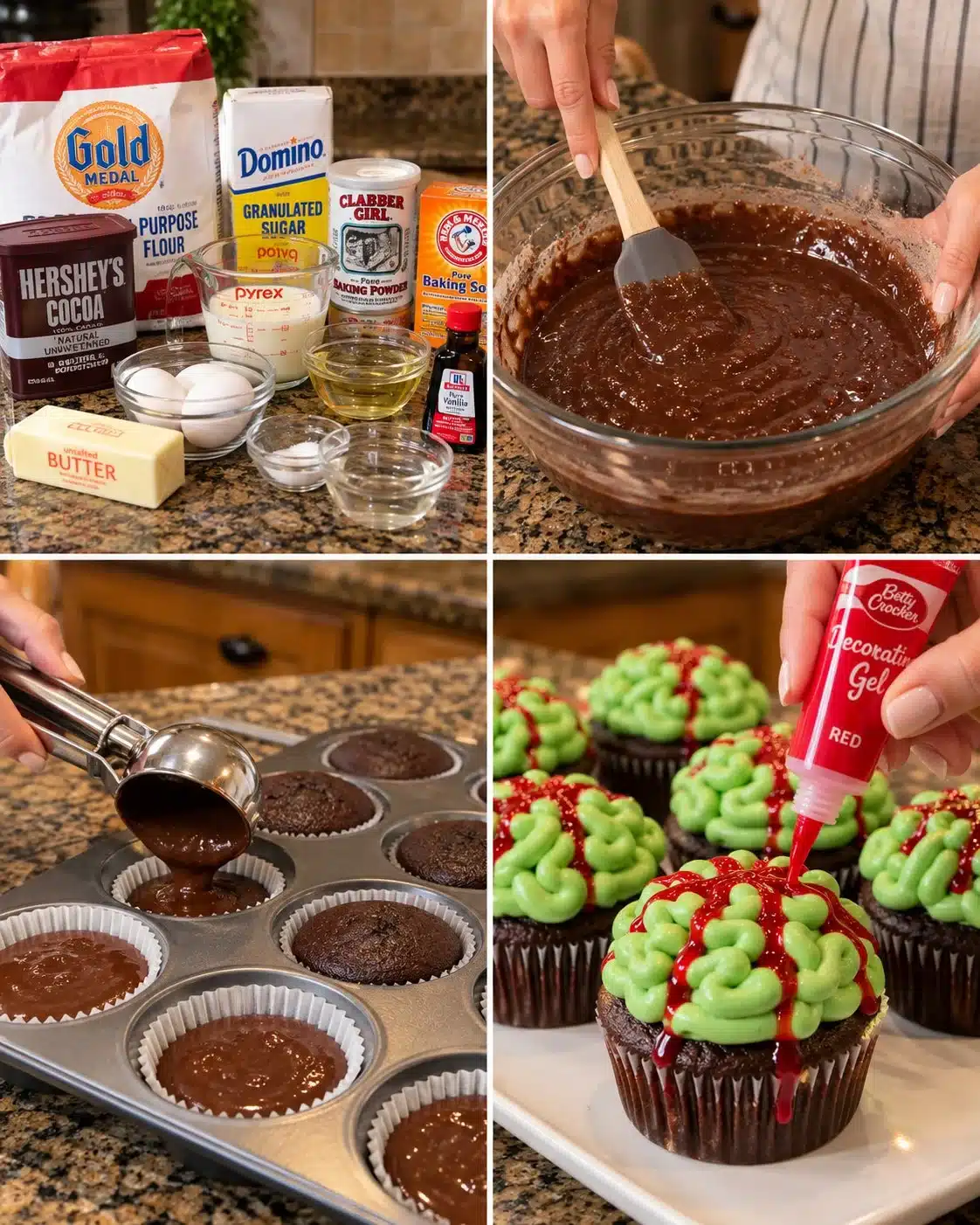 Zombie Brain Cupcakes